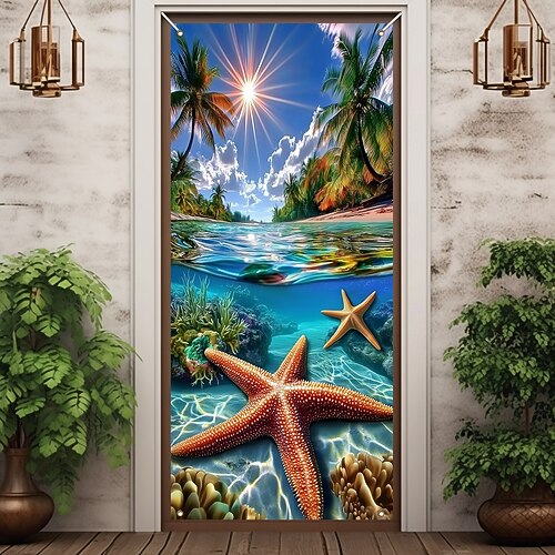 Sommer Strand Türdekorationen Türabdeckungen Türteppich Türvorhang Dekoration Hintergrund Innen/Außen Türbanner für Fronttür Bauernhaus Image