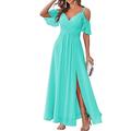Damen Langes Kleid Maxikleid Abschlussballkleid Partykleid Cocktailkleid Mode Party Besonderer Anlass Date Normale Passform Einfach Kurzarm V Ausschnitt Gelb Hellgrün Blau Grün Sommer