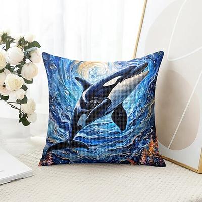 Ozean Kreaturen Dekorative Wurfkissenbezug 1 Stück weicher quadratischer Sofakissenbezug Kissenbezug für Schlafzimmer Wohnzimmer Sofa Stuhl Orcinus orca Image