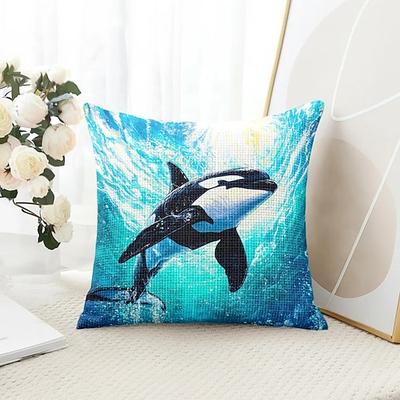 Ozean Kreaturen Dekorative Wurfkissenbezug 1 Stück weicher quadratischer Sofakissenbezug Kissenbezug für Schlafzimmer Wohnzimmer Sofa Stuhl Orcinus orca Image