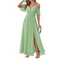 Damen Langes Kleid Maxikleid Abschlussballkleid Partykleid Cocktailkleid Mode Party Besonderer Anlass Date Normale Passform Einfach Kurzarm V Ausschnitt Gelb Hellgrün Blau Grün Sommer