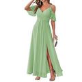 Damen Langes Kleid Maxikleid Abschlussballkleid Partykleid Cocktailkleid Mode Party Besonderer Anlass Date Normale Passform Einfach Kurzarm V Ausschnitt Gelb Hellgrün Blau Grün Sommer