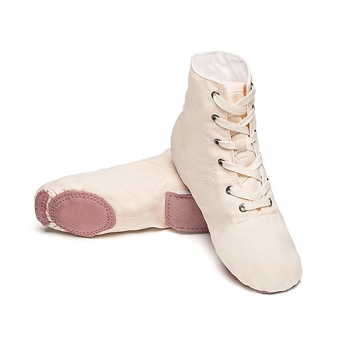 Damen Kinder Tanzschuhe Weiche Sohle Schnürstiefeletten aus Canvas Leicht und Flexibel für Jazz, Ballett und Performance Image