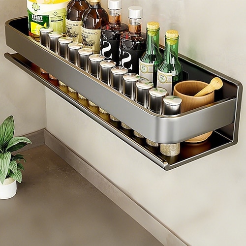 Hängendes Gewürzregal für Badezimmer, 30/40/50 cm, wandmontiertes Gewürzregal, Schrank, Wand-Gewürzregal-Organizer, wasserdicht und rostfrei, Gewürz-Organizer Image