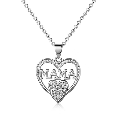goldene Halskette mit Herzanhänger „Mama" und Strass-Akzenten – elegantes Schmuckgeschenk zum Muttertag für Frauen, Mütter und Großmütter Image