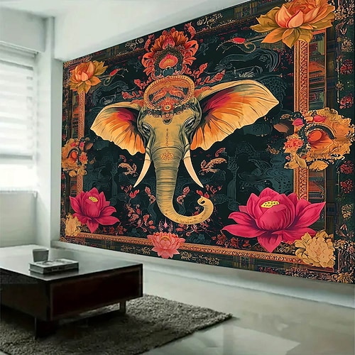 Mandala Elefant Hängetapete Wandkunst große Tapete Wandmalerei Dekor Fotohintergrund Decke Vorhang Zuhause Schlafzimmer Wohnzimmer Dekoration Image