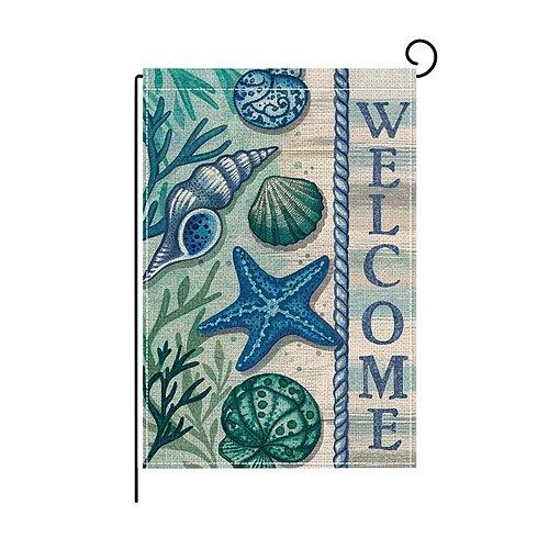 Flagge 12 x 18 Zoll Hof-Fahnen Hallo Sommer Kleine Gartenfahnen für draußen Außenfahnen Urlaubs-Gartenfahnen Image