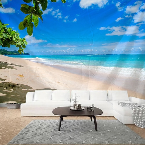 Strand Kokosnussbaum Landschaft Wandteppich Wand Kunst große Wandteppich Wandbild Dekor Fotografie Hintergrund Decke Vorhang Haus Schlafzimmer Wohnzimmer Dekoration Image