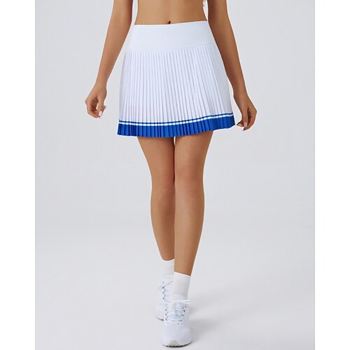 Damen Patchwork Einfarbig Lässiger Rock Tennisröcke Tennisröcke mit Shorts Plissiert Seitentaschen Atmungsaktiv Tennis Golfspiel Pickleball Unterteile Schwarz Weiß Rosa Tennisbekleidung Image