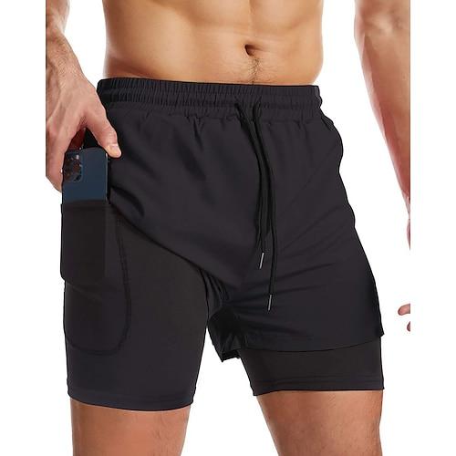 Herren Badehosen Badeshorts Boardshorts Farbblock Schnelltrocknend Atmungsaktiv Mit Kompressionsfutter mit Handtuchschlaufe Urlaub Strand Hawaiianisch Lässig Schwarz