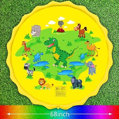 68 Zoll große Wasserspielmatte für den Außenbereich, mehrfarbiges Meereslebewesen-Design, strapazierfähiges PVC-Spritzpad mit Sprinklerfunktionen, rutschfest aufblasbar, ideal für Rasen und Garten, Image