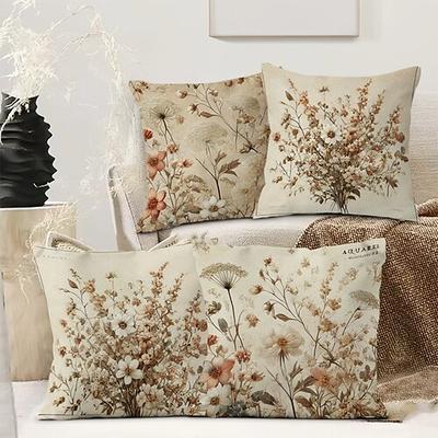 Vintage Pastoral Dekorative Kissenbezüge 4PC Weicher quadratischer Sofakissenbezug Kissenbezug für Schlafzimmer Wohnzimmer Sofa Stuhl Image