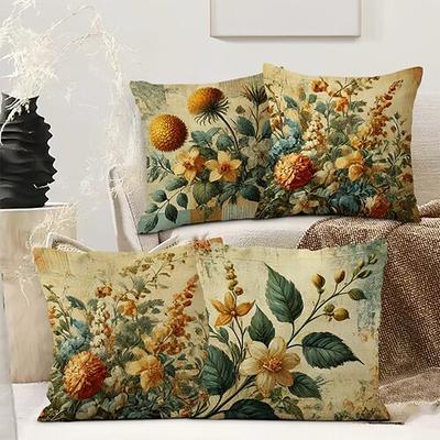 Vintage Pastoral Dekorative Kissenbezüge 4PC Weicher quadratischer Sofakissenbezug Kissenbezug für Schlafzimmer Wohnzimmer Sofa Stuhl Image