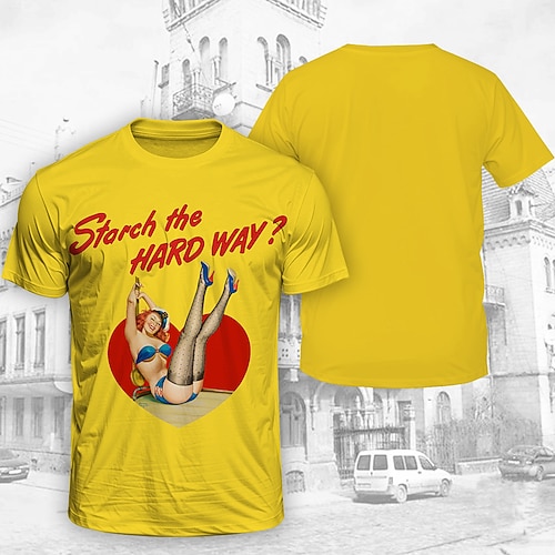 T-Shirt Retro Poster Retro-Mädchen 1950er Retro Vintage T-Shirt Ärmel Grafik für Herren Erwachsene 3D-Druck für Maskerade Täglich Urlaub Party Image