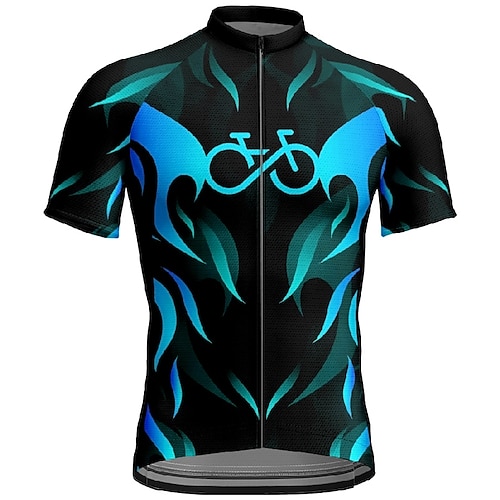 Herren Radtrikot Grafik Farbverlauf Kurzarm Fahhrad T-Shirt Trikot mit 3 Gesäßtaschen Mountainbike MTB Schnelltrocknend Anatomisches Design Feuchtigkeitsableitend Atmungsaktiv Sport Gelb Rot Blau Image