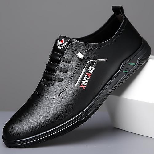 Herren Sneaker Lässig PU Leder Atmungsaktiv Bequem Rutschfest Schnürung Schwarz Gelb Braun Frühling Herbst