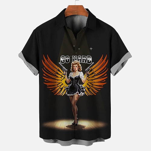 Bluse / Hemd Retro Poster Retro-Mädchen 1950er Retro Vintage Grafik für Herren Erwachsene 3D-Druck für Maskerade Täglich Urlaub Party Image