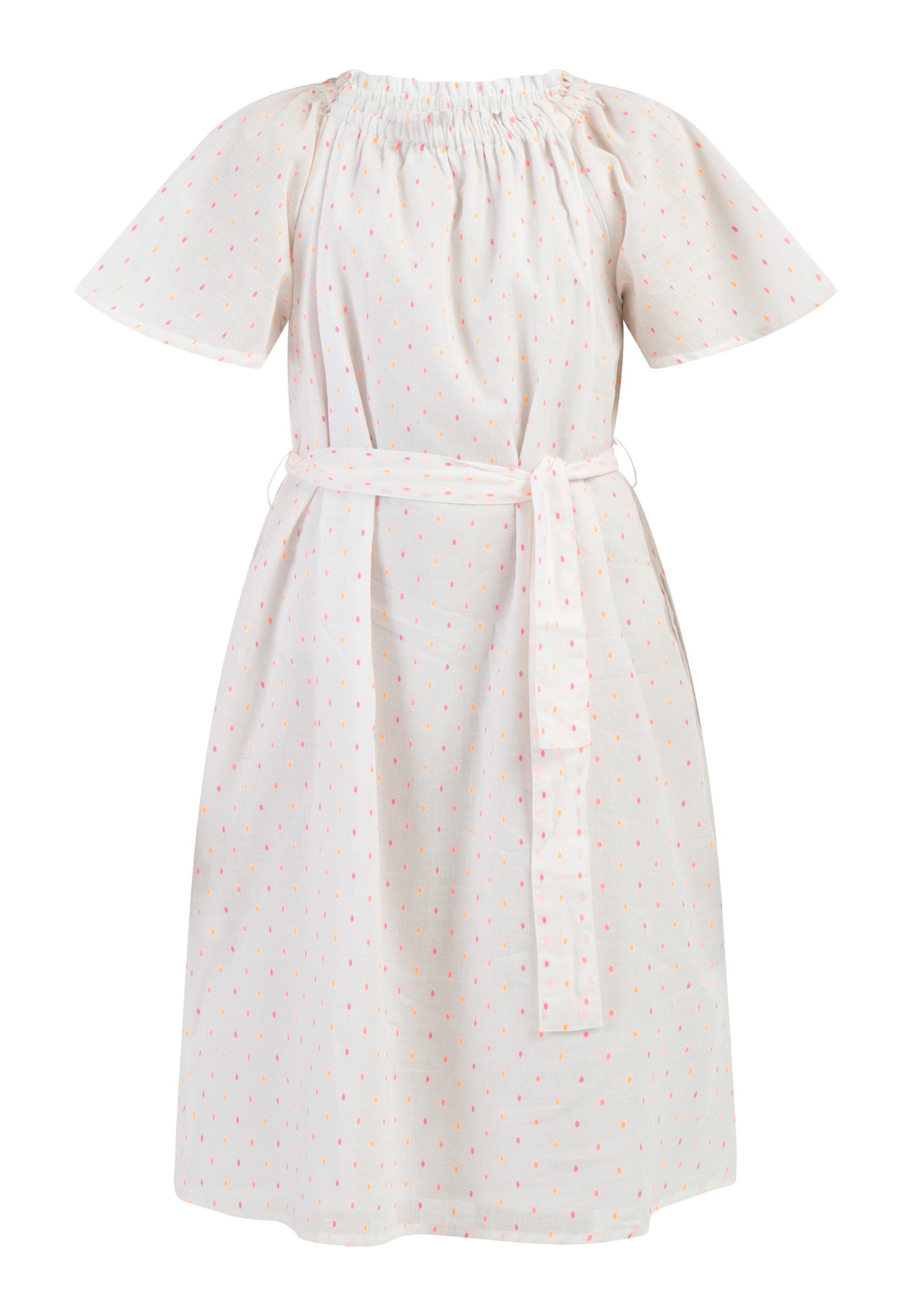 Mymo Kleid Mädchen Weiss Pinkorange Punkte Image