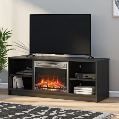 Fireplace TV Stand, for TVs up to 55", Black Oak