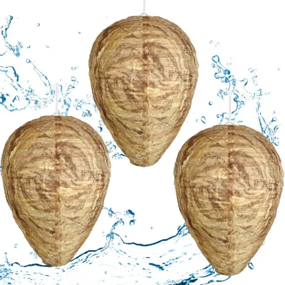 Wasp Nest Bait, 3 packages hanging fake Wasp Nest outdoor, reusable and waterproof Wasp Nest bait,
