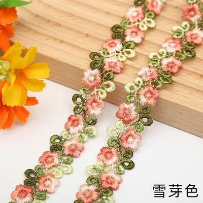 30Yards Colorful Lace Trim Craft Flower Polyester Lace Fabric Venise Floral Embroidered Applique Decorated Lace Ribbon New
