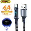 NNBILI 6A 120W USBA a Tipo C Cavo di ricarica super veloce Cavo dati in nylon per Xiaomi POCO Samsung con cavo display digitale a LED