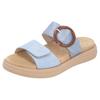Pantolette REMONTE, Damen, Gr. 41, blau (hellblau), Lederimitat, metallic, casual, Schuhe, Sommerschuh, Schlupfschuh in veganer Verarbeitung