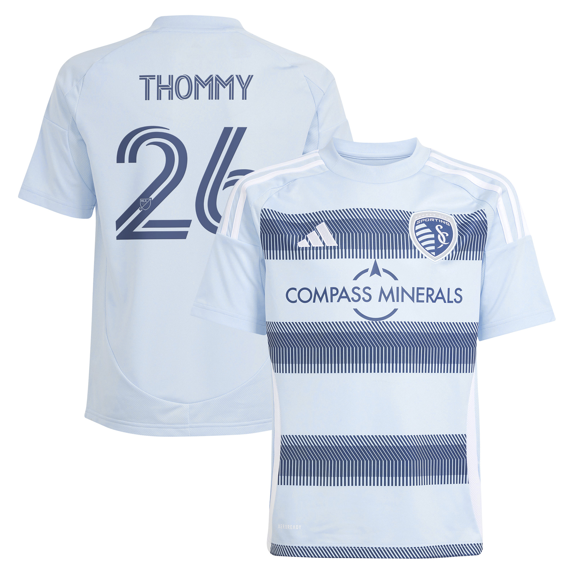 Youth adidas Erik Thommy Light Blue Sporting Kansas City 2025 One KC Replica Player Jersey