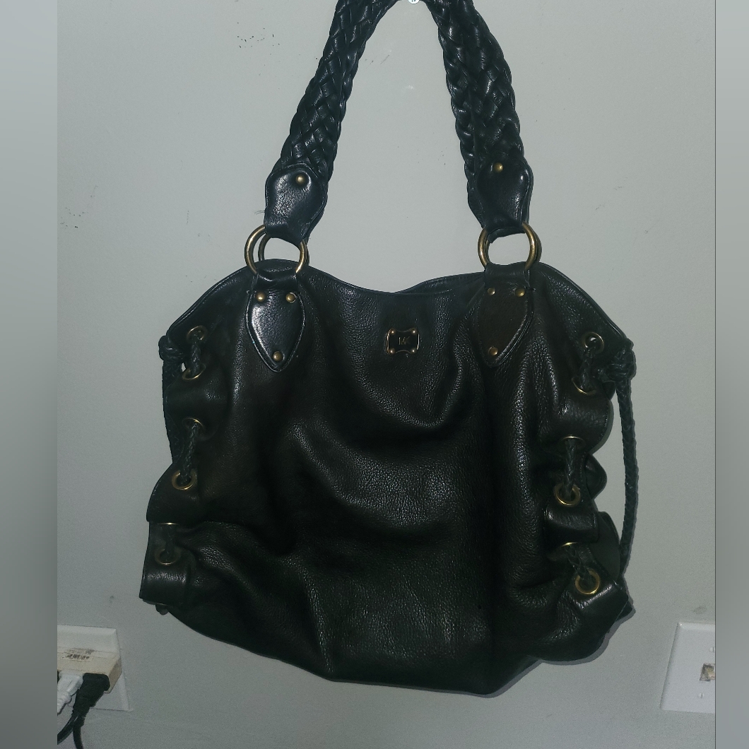 Michael Kors Bags | Black Leather Mk Shoulder Bag | Color: Black | Size: Os