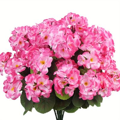 TEMU Set Of 8 Uv-resistant Artificial Silky Geraniums In , Decorating Indoors And Outdoors, Suitable For Gardens, Patios, And Home Centerpieces. Image