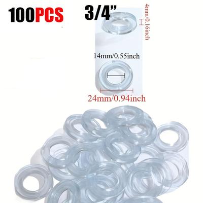TEMU 100pcs Clear Silicone Sealing Gaskets, Diameter 1/2'' / 3/4'' - Suitable For Hot And Cold Water Pipes, Leak-proof Applications, Durable And , Gaskets For Home Improvement Image