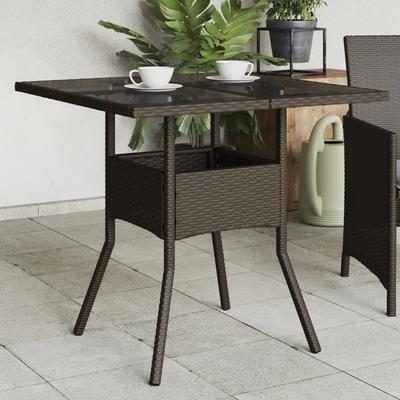 TEMU Garden Table With Glass 80x80x75 Cm Poly Rattan Image