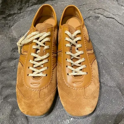 Sneakers Leather Forrest Gump Shoes Women Casual 2025High quality Retro Lace-up German Training Flat Shoes Women