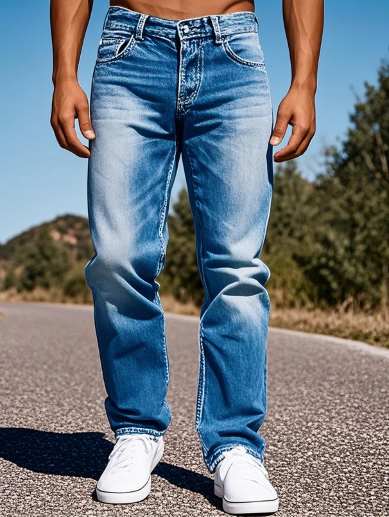 1 Stück Y2K Blue Jeans Iefb Retro ausgefranste Jeans Denim Retro Jeans Enge Jeans