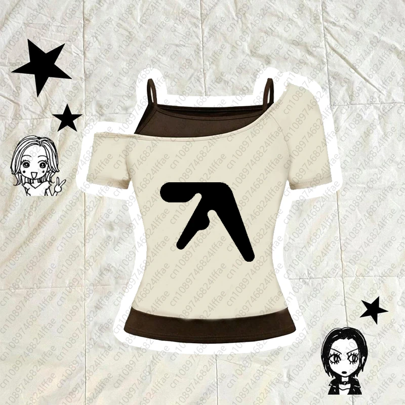 Ästhetische Gothic Y2K Emo Mädchen Casual Crop Tops Harajuku Fee Print Punk Damen Tops Vintage Mode Goth Streetwear Weste 90er Jahre