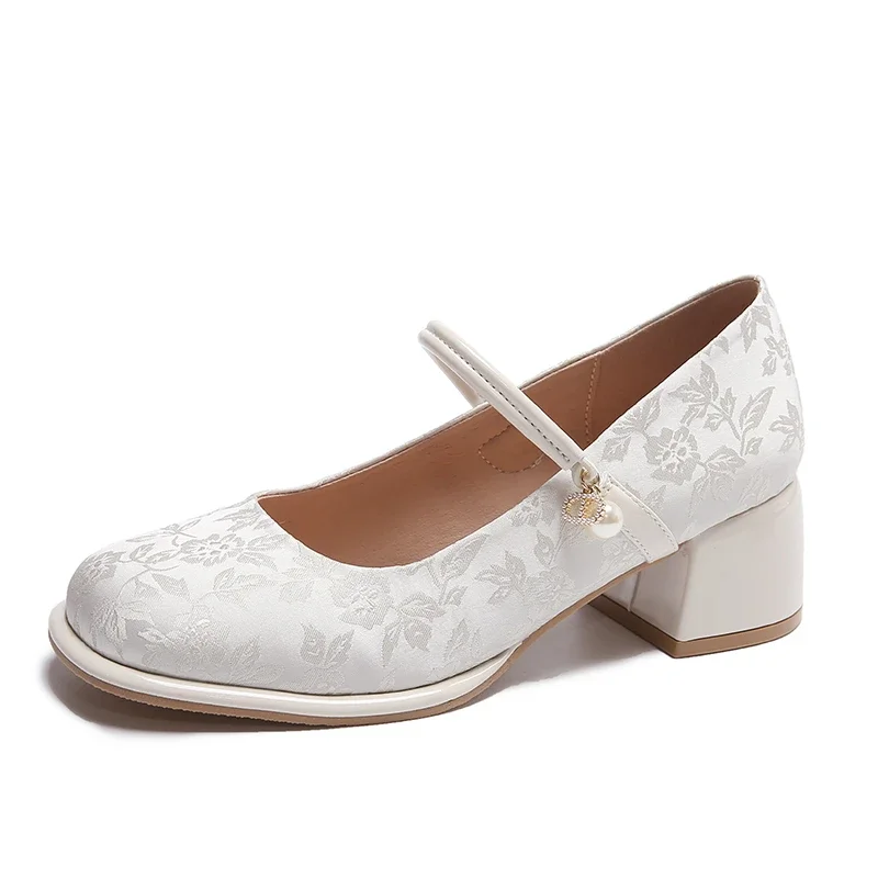 Neue Frühling Frauen Schuhe Square Toe Frauen Pumps Mode Retro Mary Jane Schuhe für Frauen klobige Mid Heels Damenschuhe