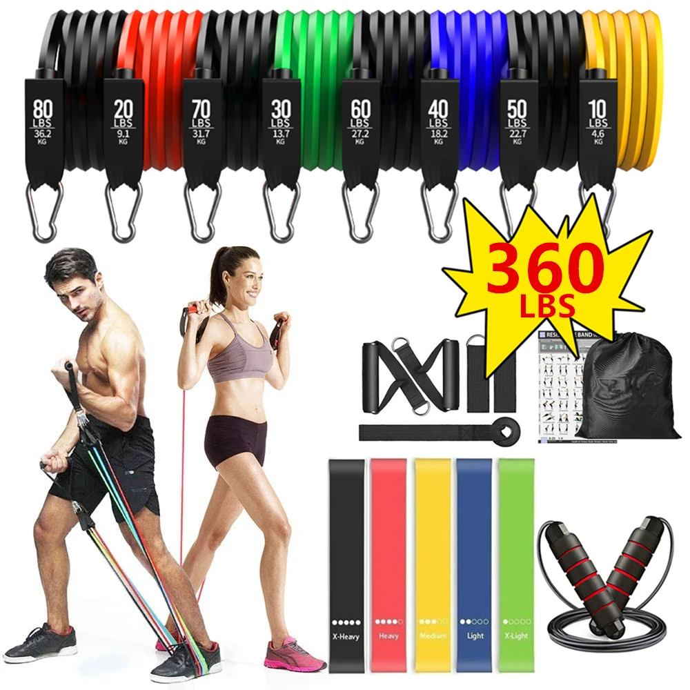 23PCS Widerstand Bands Pull Seil Set Expander Yoga Übung Fitness Gummi Rohre Band Stretch Training Hause Turnhallen Workout elastische Image