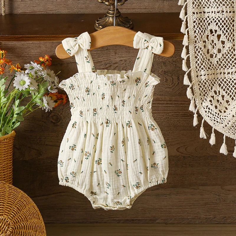 Sommer Infant Mädchen Baumwolle Floral Infant Neugeborenen Baby Mädchen Body Aktive Floral Babe Leibchen Ein Stück Baby Mädchen Kleidung Image