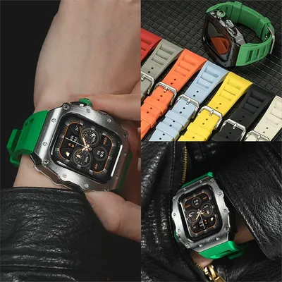 Luxuriöses Modifikationsset für Apple Watch 46 mm, Silikonarmband für IWatch Serie 9, 8, 7, 6, 5, 44 Image