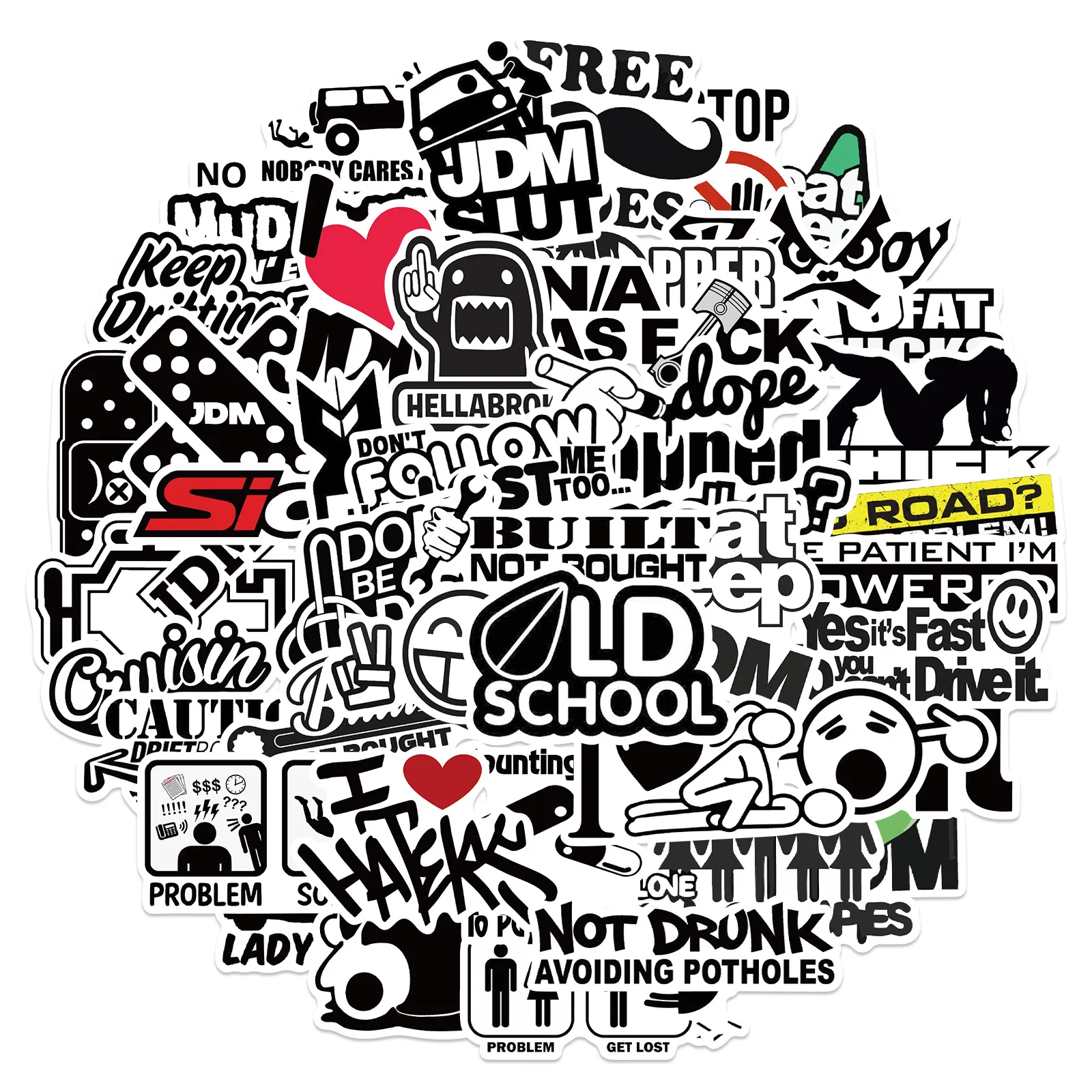 50 stücke lustige Auto Styling JDM Aufkleber für Skateboard Gepäck Stoßstange Fahrrad Motorrad coole Vinyl Aufkleber Aufkleber Bombe Geschenk Image