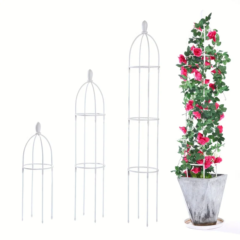 1pc Turm Obelisk Garten gitter Pflanzen unterstützung zum Klettern von Reben und Blumen ständern, weißer leichter Pflanzen turm, 43/56,3 Zoll Image