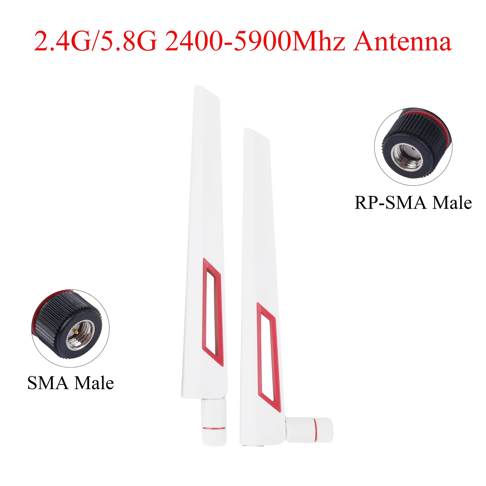 4 stücke 2,4G/5,8G 10dBi Dual-band WiFi Antenne SMA/RP-SMA Stecker 2400-5900Mhz für Computer Netzwerk Karte WLAN Router Für ASUS Router Image