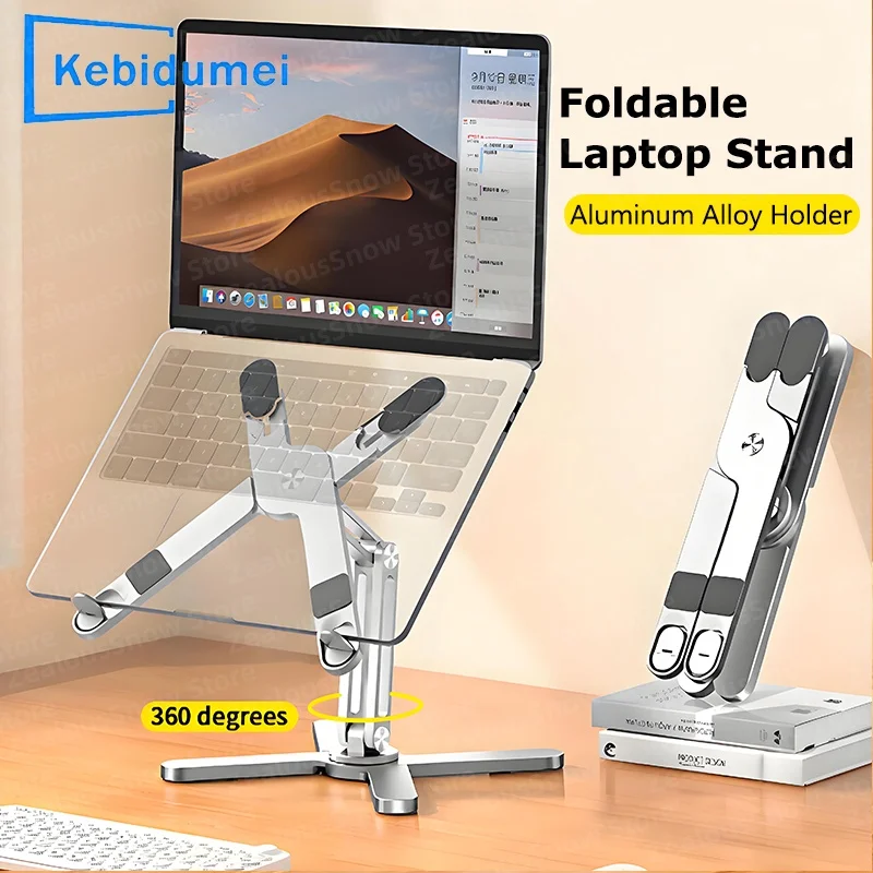 Faltbarer Laptopständer 360° ° Rotierende tragbare Notebook-Halterung Wärmeableitung Aluminiumlegierung Halter für Laptop iPad Tablet Dock Image