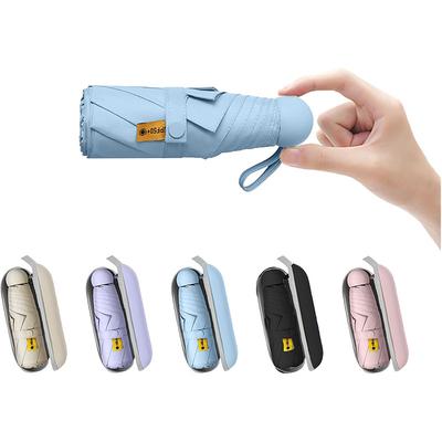 Travel Mini Sun Umbrella for Purse With Case Small Compact UV Sun Protection Sun Lightweight Tiny Pocket Umbrella for Women Kids and Men