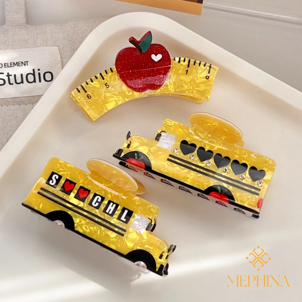 MEPHINA Kreative Haarklammern für die Schule, Haarklammern, Diamant-Haarklammern, Apfel-Haarspangen, Cartoon-Haarklammern, Zubehör für Frauen Image