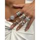 Women's Gold Silver Ocean Style Ring Set - Set of Multi-Piece Bohemian Adjustable Rings with Starfish, Sun, Shell and Pearl Decorations, Perfect for Beach Vacations and Summer Looks