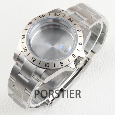 39mm EXP 24 Hour GMT Soild Bezel NH35 Watch Case for NH34 NH35 NH36 Sapphire Glass Men Case Stainless Steel Oyster/Jubilee Strap