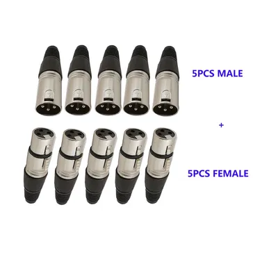 10PCS 3Pin XLR Microphone Audio Connectors Soldering Type Male and Female Cannon Plug Cable