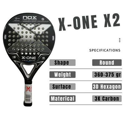 X-ONE-Carbon Fiber Paddle Tennis Racket for Beginner, 3K Racket, HR3 Core, Round Shape, without