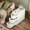Set of 2 3-Drawer Wooden End Table, Modern Sofa Side Table, Narrow Chair Side Table Slim Nightstands